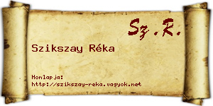 Szikszay Réka névjegykártya