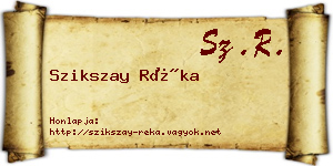 Szikszay Réka névjegykártya
